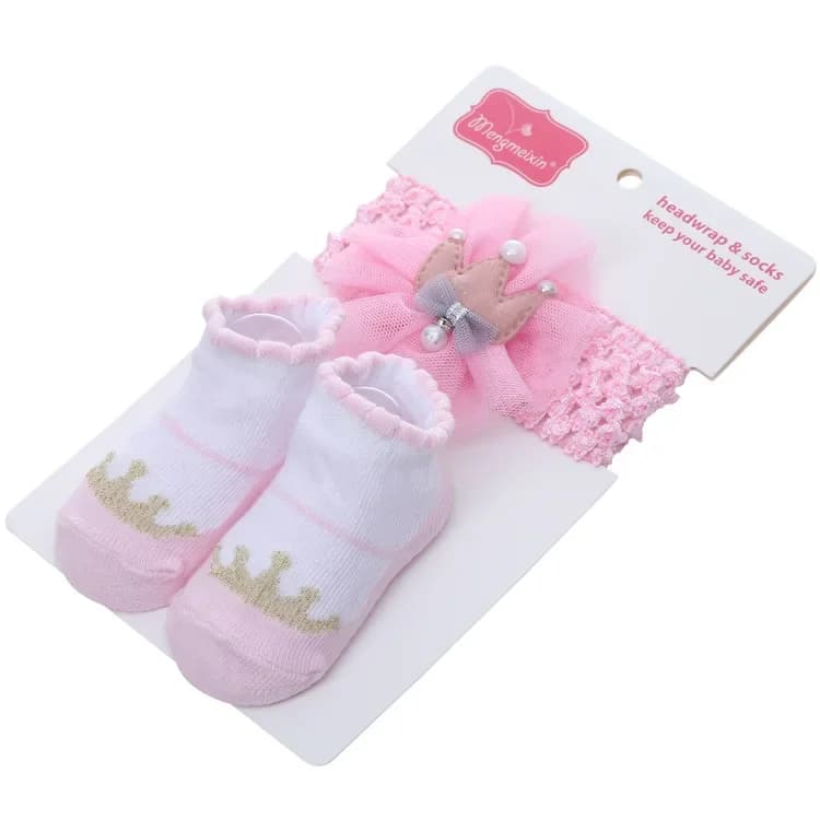 Baby Girl Socks and Bow Headband Set