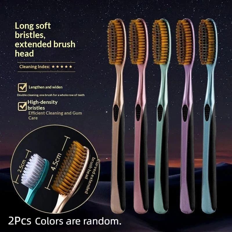 Soft Bristle Toothbrush with Extended Head and Anti-Slip Handle