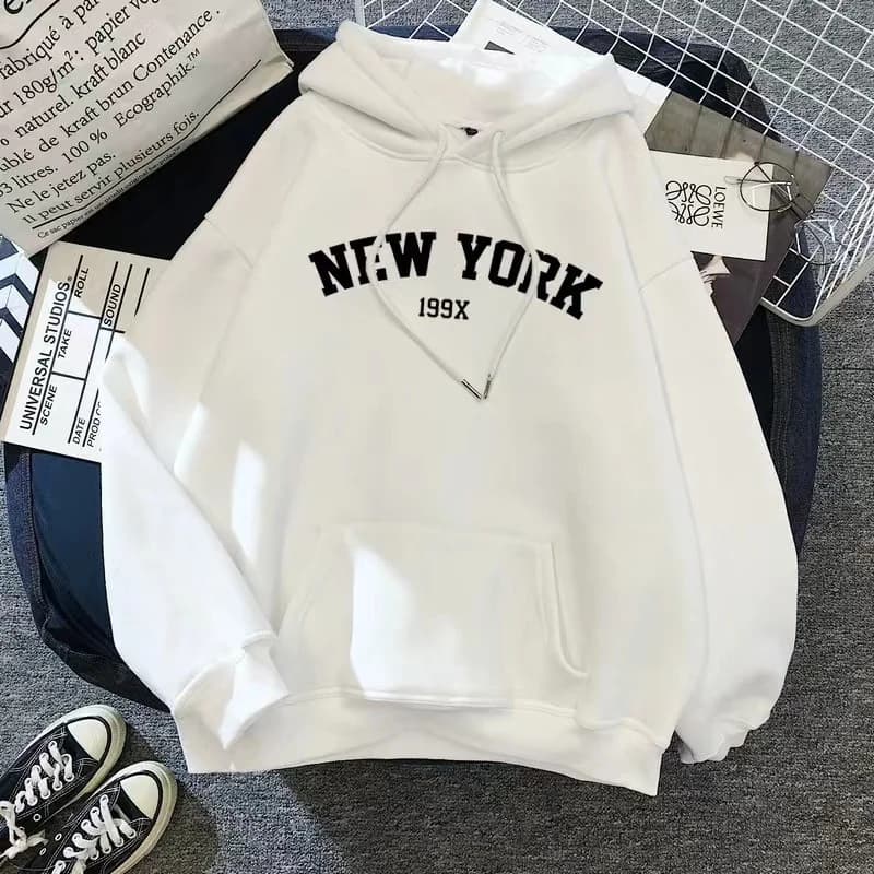 Women's Oversized Fleece Hoodie with NY Graphic