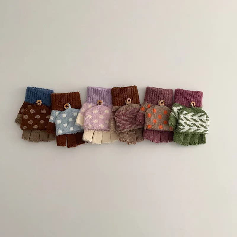 Kids Winter Five Finger Knit Gloves