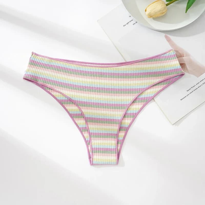 Colorful Striped Cotton Low-Waist Briefs