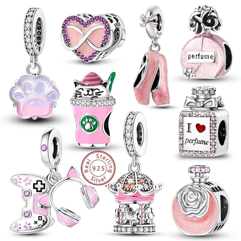 Pink Sterling Silver Charm Pendant