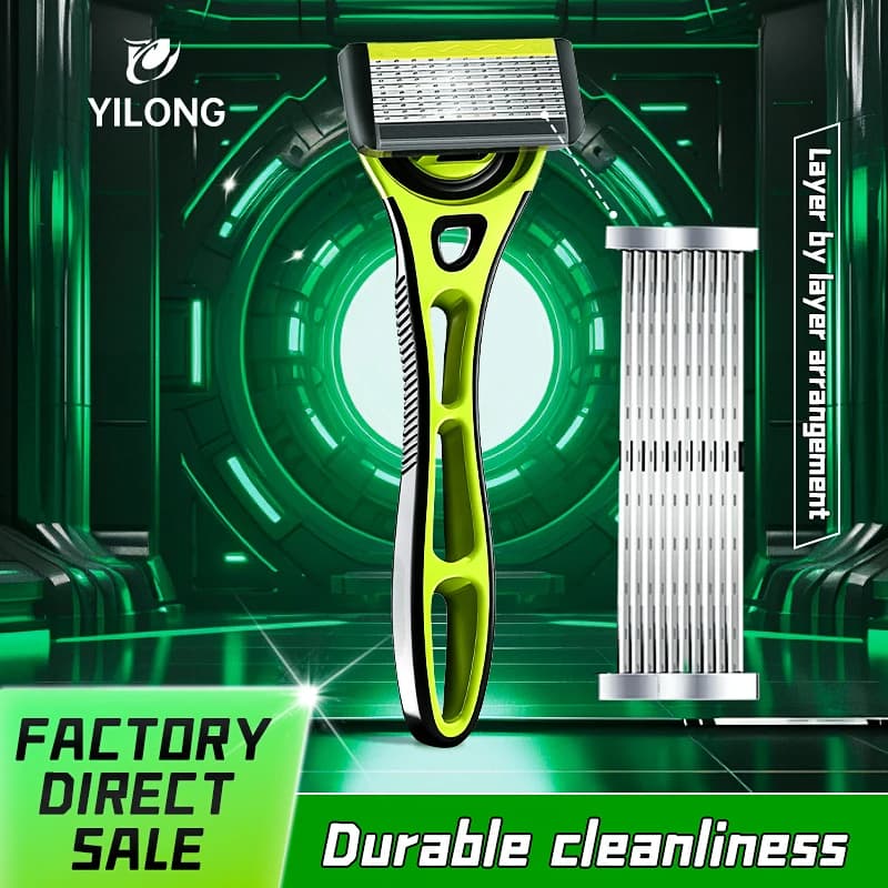 10-Blade Razor with Refillable Head and Lubricating Strip