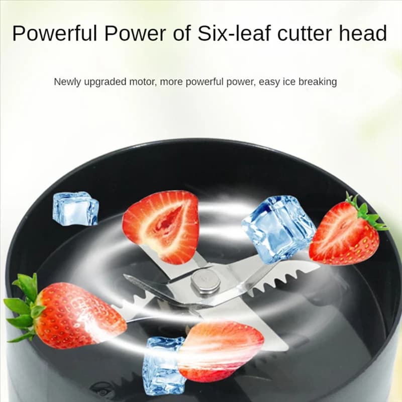 SOFT-Portable Personal Blender For Shakes And Smoothies Blender With 6 Blades USB Rechargeable Handle And Straw Lid Blender