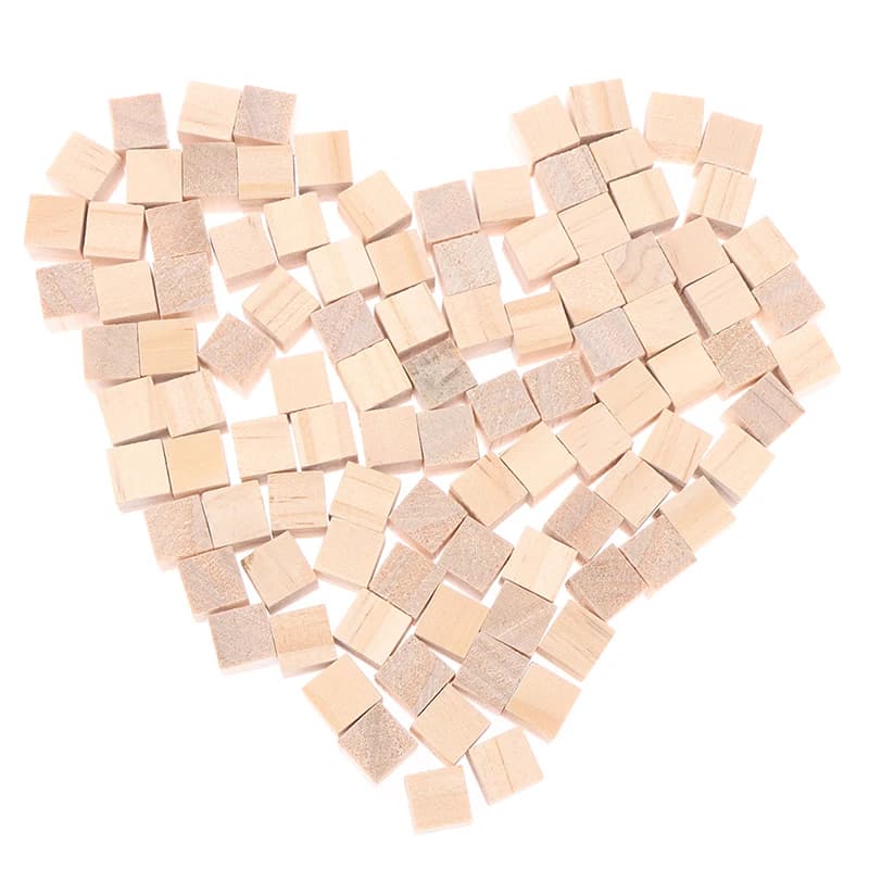 Unfinished Wood Cube Blocks 100-Piece Set
