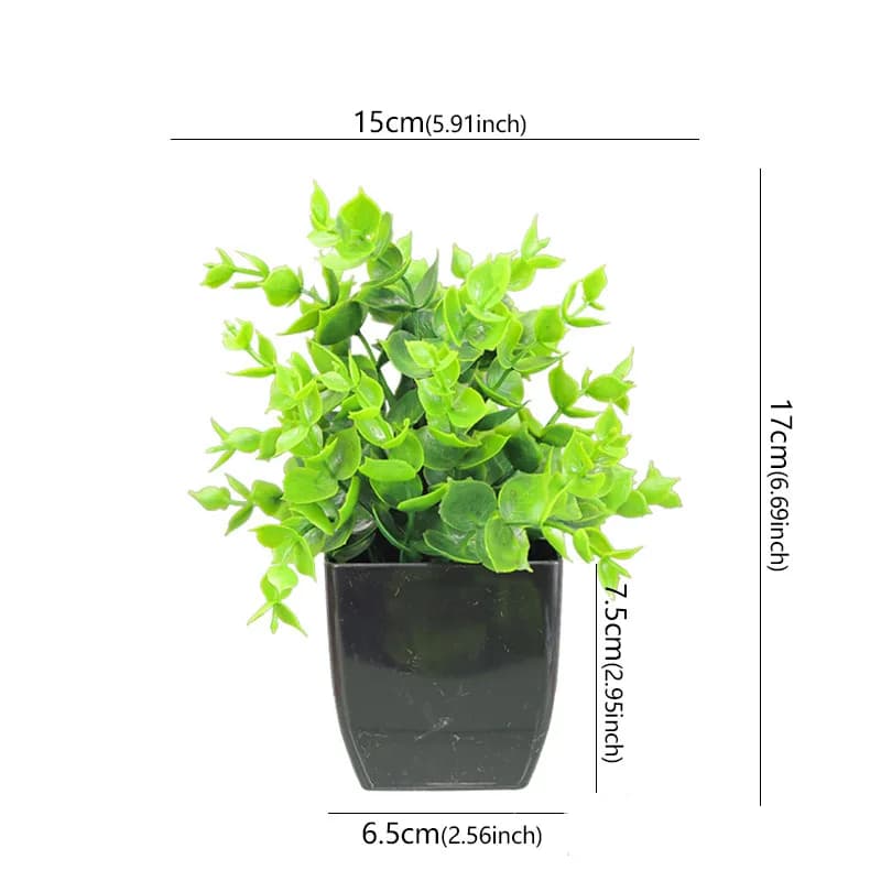 Small Artificial Bonsai Plant in Black Pot