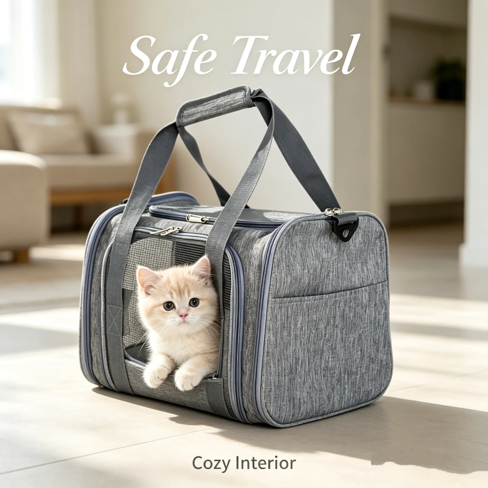 Soft-Sided Pet Carrier Bag for Medium Large Cats & Puppies, Portable Travel Dog Carrier Handbag
