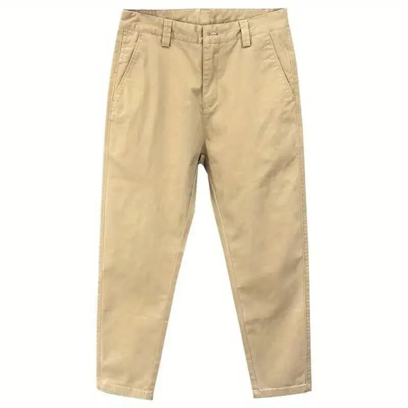 Men's Khaki Slim Fit Cotton Trousers