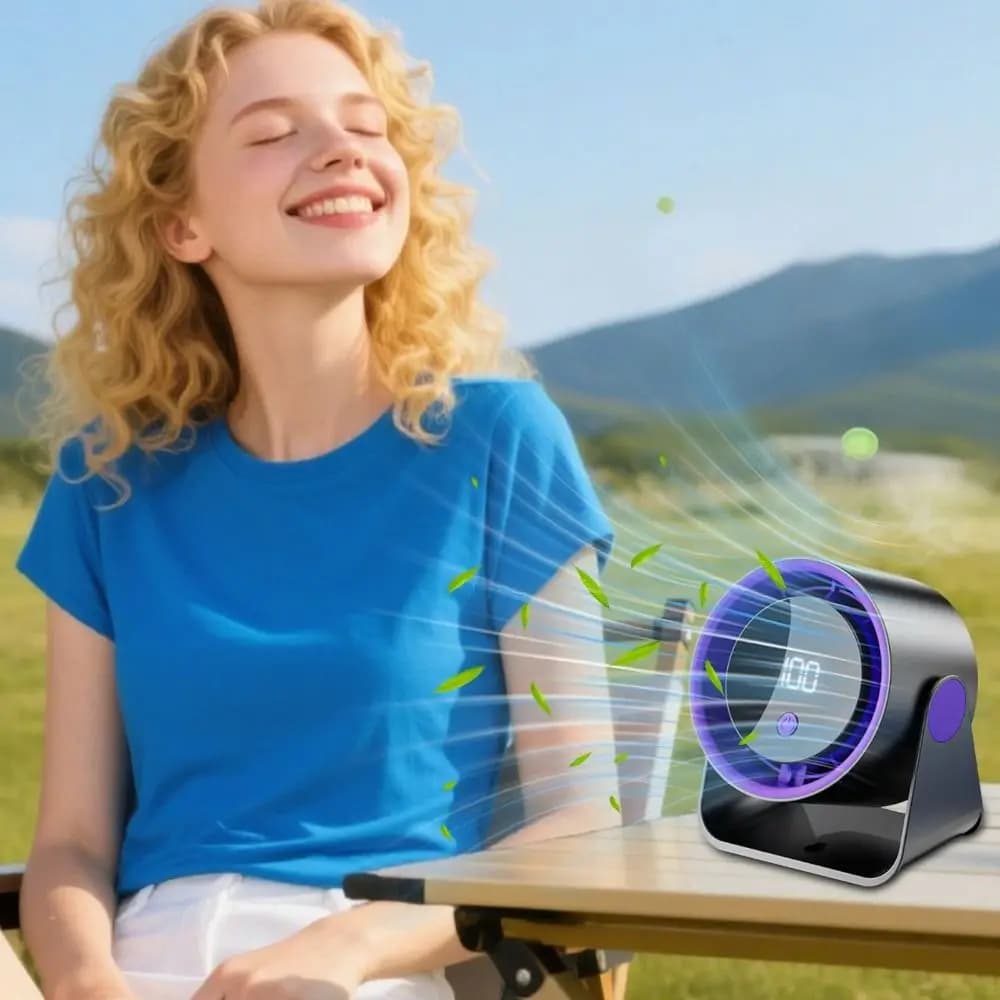Adjustable Angle Desktop Fan with 5-Speed Control