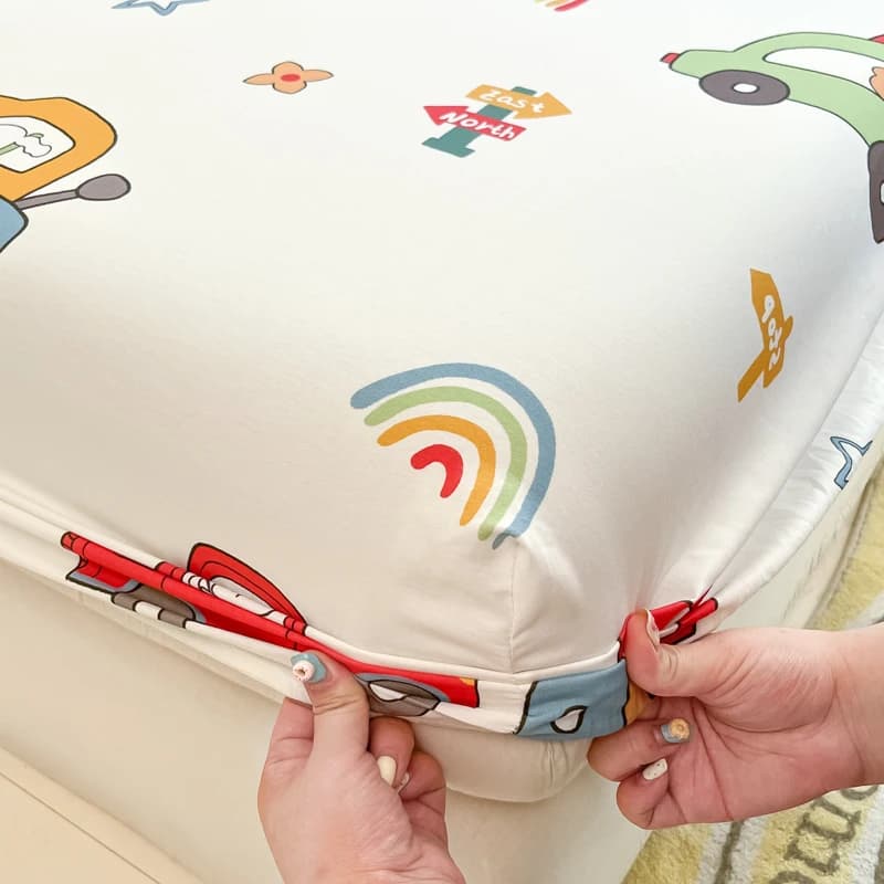 Cotton Fitted Sheet for Kids with Car Print