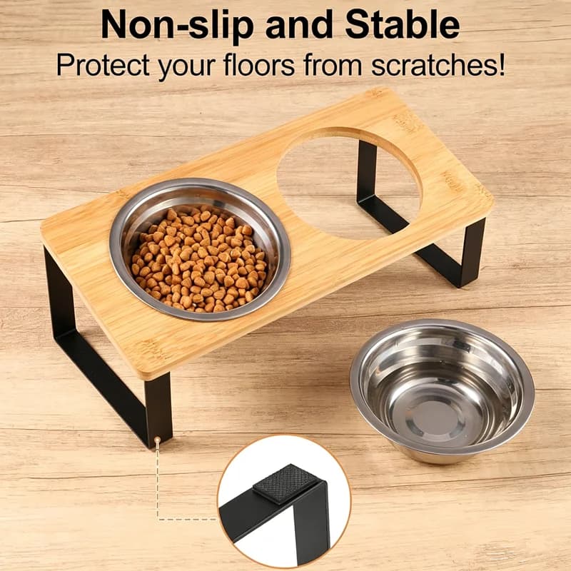 Elevated Pet Feeder with Tilted Stainless Steel Bowls