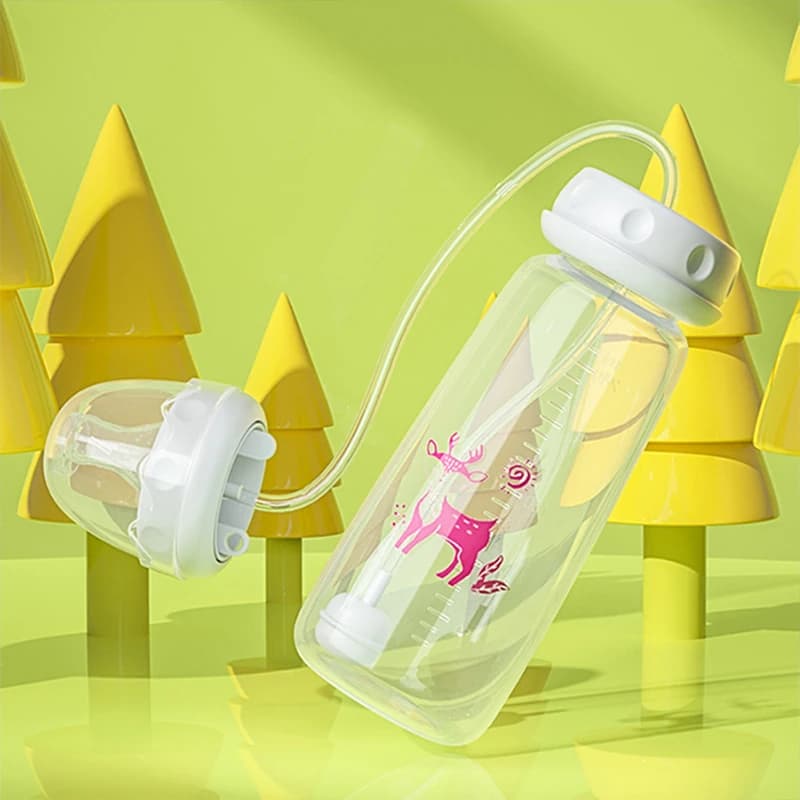BornBL 6 Month+ 8oz 240ml Hands Free PP Baby Feeding Bottle with Tube Anti-Colic Nursing System