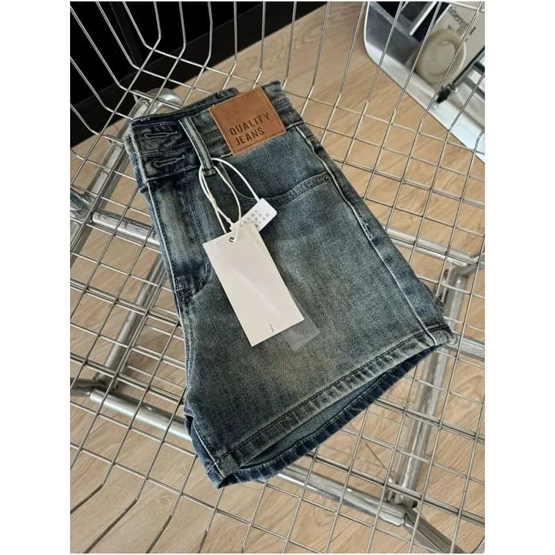 High Waist Stretch Denim Shorts