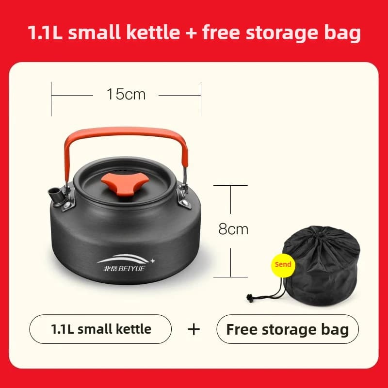 Camping Cookware Set with Kettle and Frying Pan