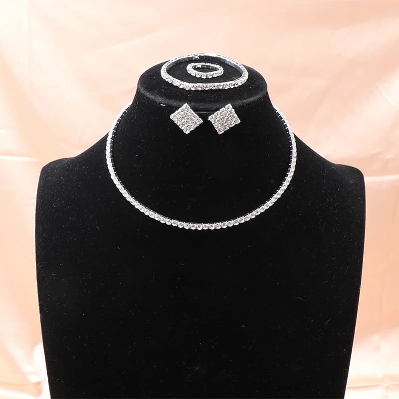 4Pcs/set Bridal Jewelry Set Necklace Bracelets Ring Earrings Set Super Gorgeous Luxury Shiny Fashion Jewelry Party Gift