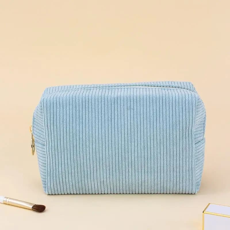 Toiletry Bag for Travel Corduroy Cosmetic Organizer with Sanitary Pad Pouch Cute Design for Women