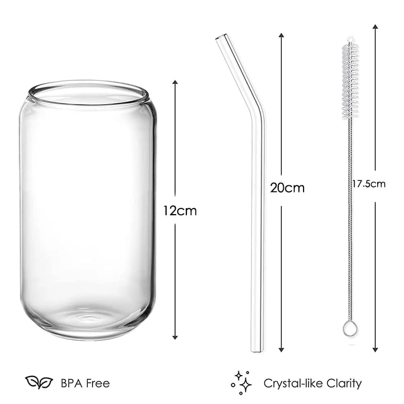 Can-Shaped Glass Cup Set, 4 Piece