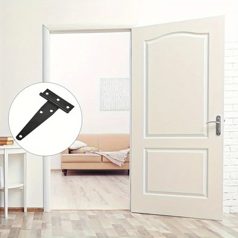 4 Inch Heavy-Duty Black T-Hinges with Screws