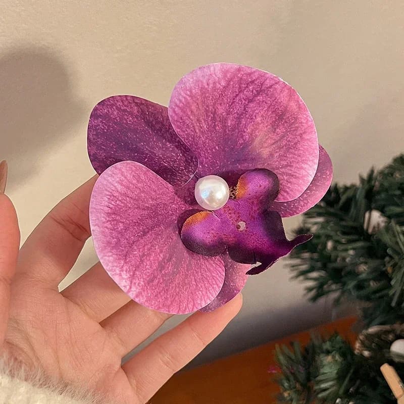 Pink Orchid Flower Hair Clip