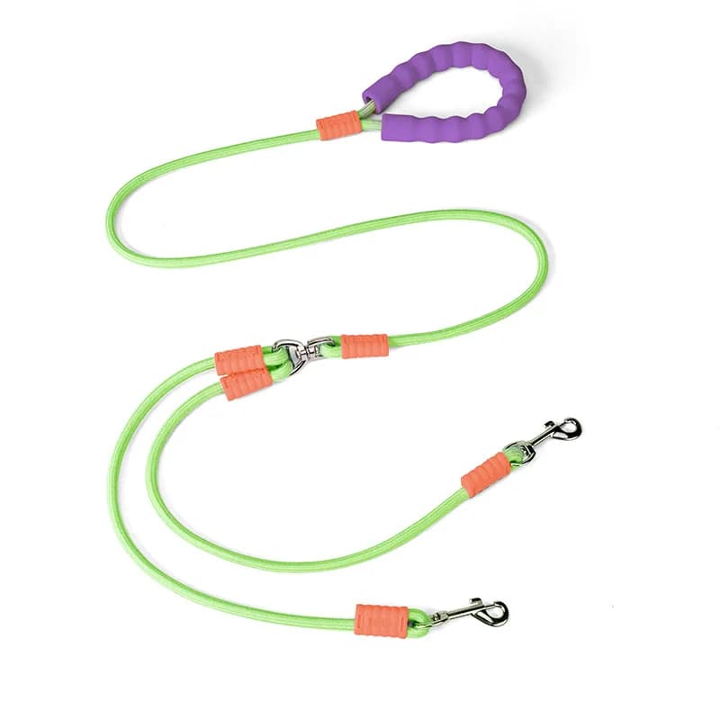 Dual Dog Leash Coupler with Elastic Extension