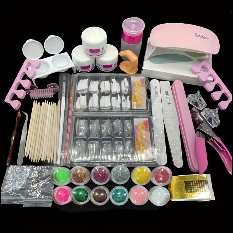 Professional Gel Nail Kit with LED Lamp and Drill