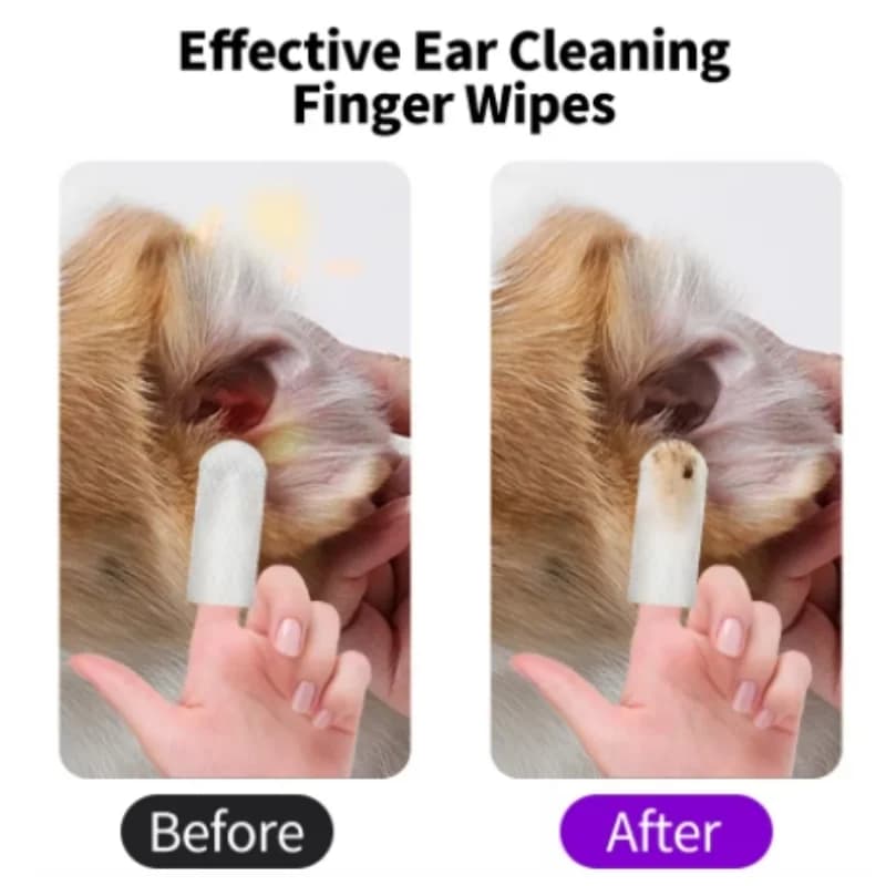 Pet Ear Cleaning Wipes with Finger Covers
