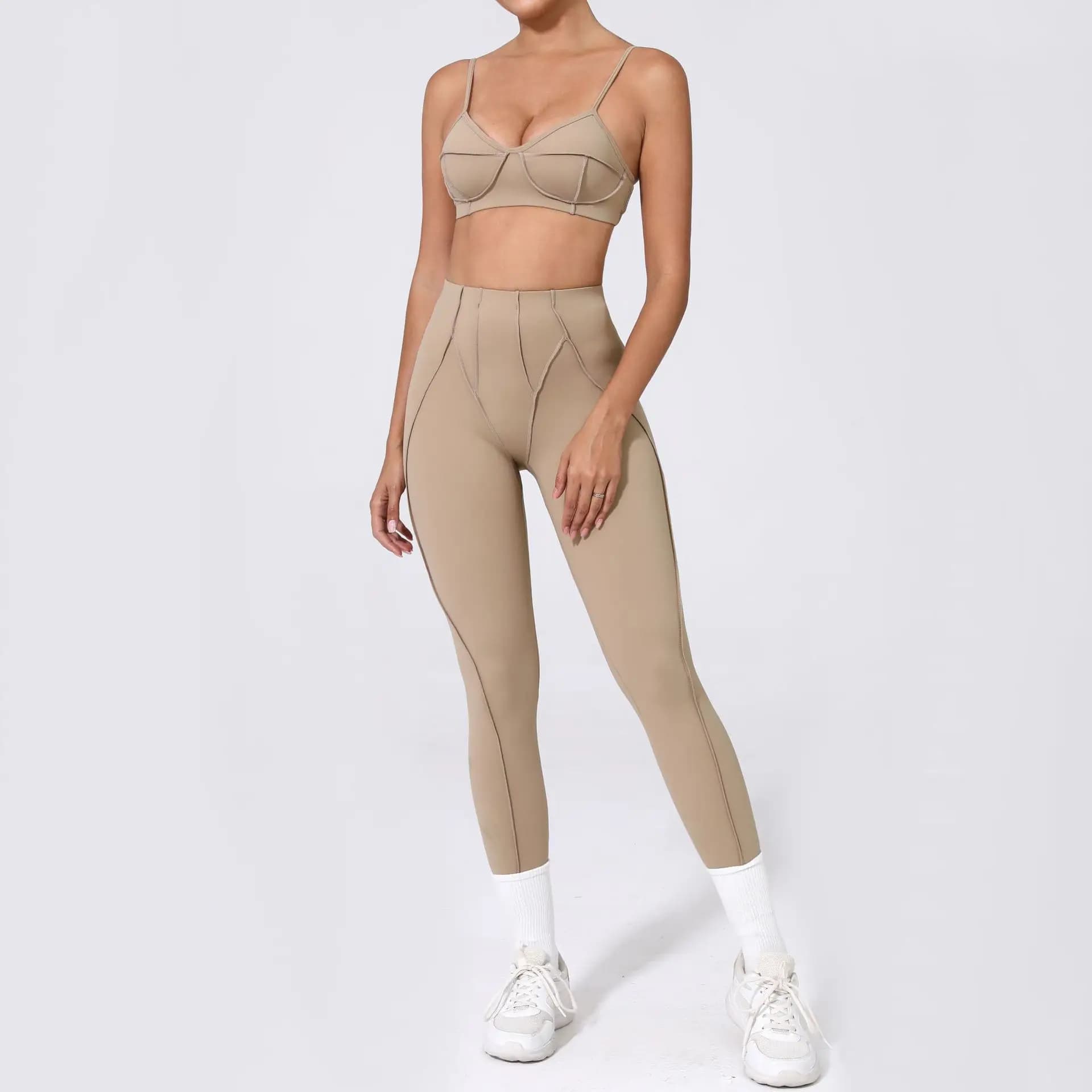 High Waist Leggings and Open Back Sports Bra Set