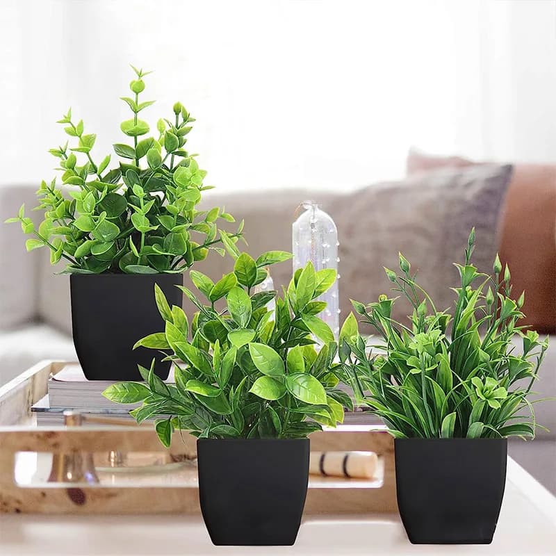 Small Artificial Bonsai Plant in Black Pot