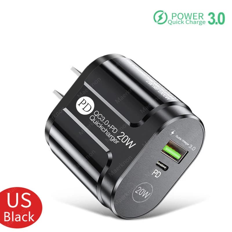 Phone Charger 20W Fast Charging PD USB Type C Charger Quick Charger 3.0 EU/US Plug Wall Charger For Iphone Samsung Xiaomi Huawei