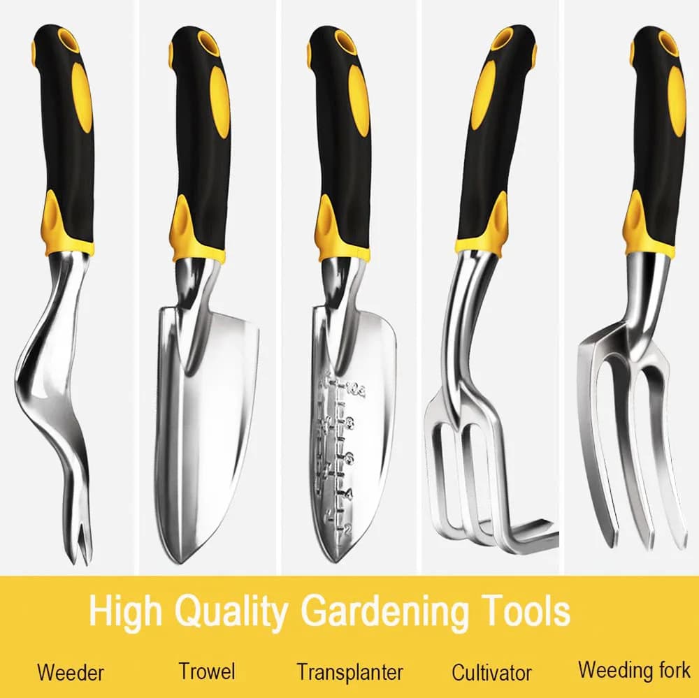 Five-Piece Garden Tool Set With Ergonomic Handles