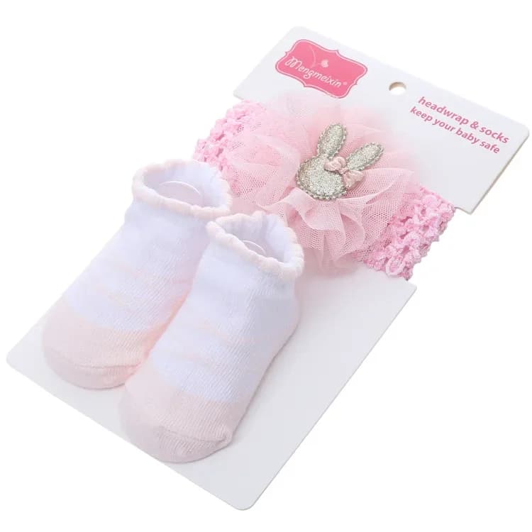 Baby Girl Socks and Bow Headband Set