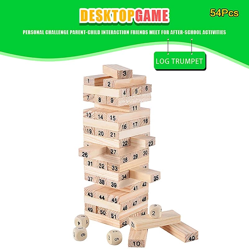 Solid Wood Stacking Block Tower Game