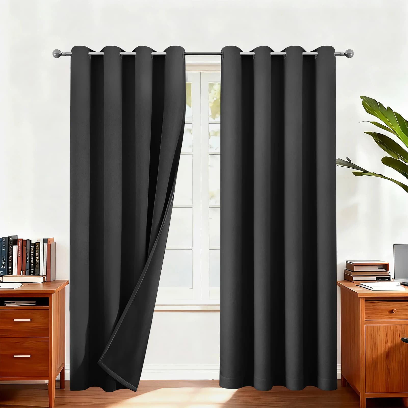 Blackout Thermal Weave Textured Eyelet Curtains