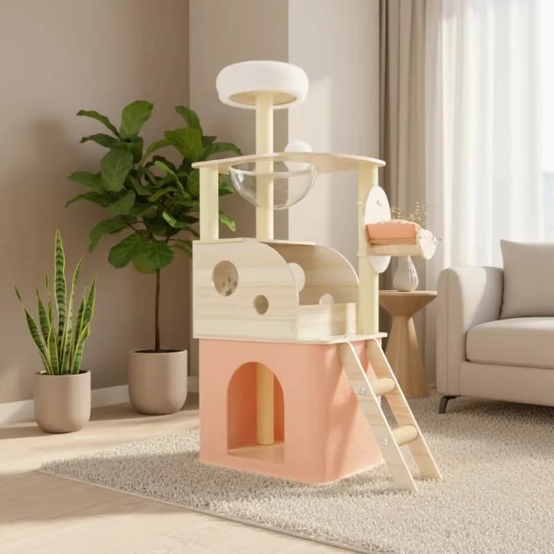 cat scratching post Wholesale Large Cat Tree House Climbing Frame Wood Pet Cat Flower Tree Interactive Cat Furniture Tower