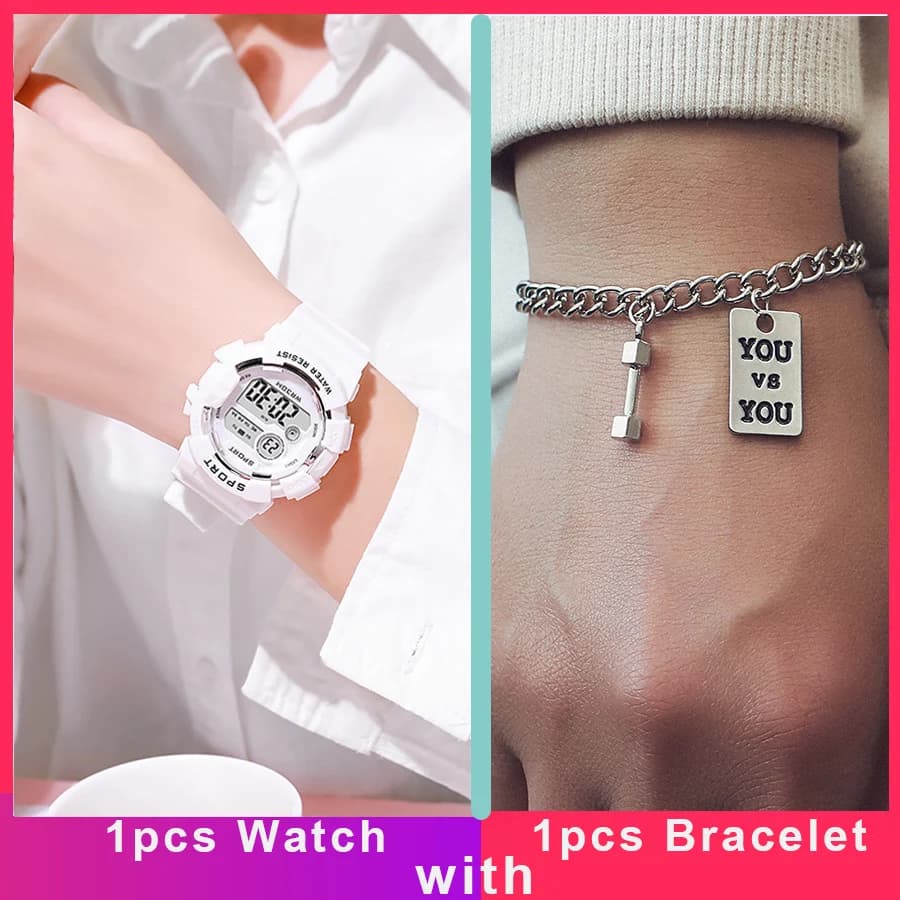 Men Women Digital Watches with Bracelet Multifunction Sports Watches Fashion Couple Watch Electronic Clock For Boys and Girls