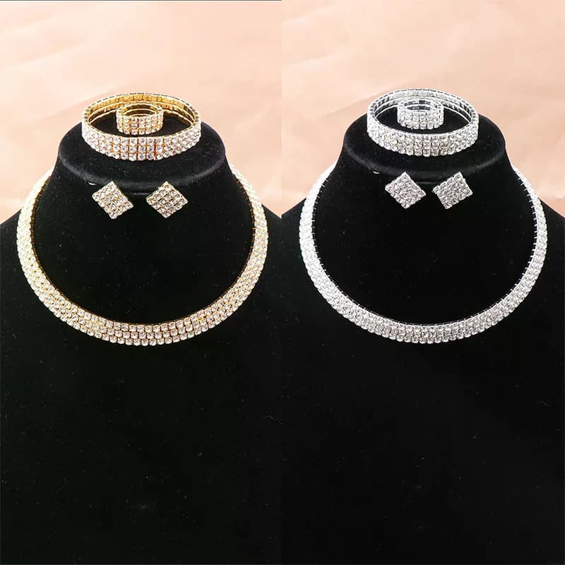 4Pcs/set Bridal Jewelry Set Necklace Bracelets Ring Earrings Set Super Gorgeous Luxury Shiny Fashion Jewelry Party Gift