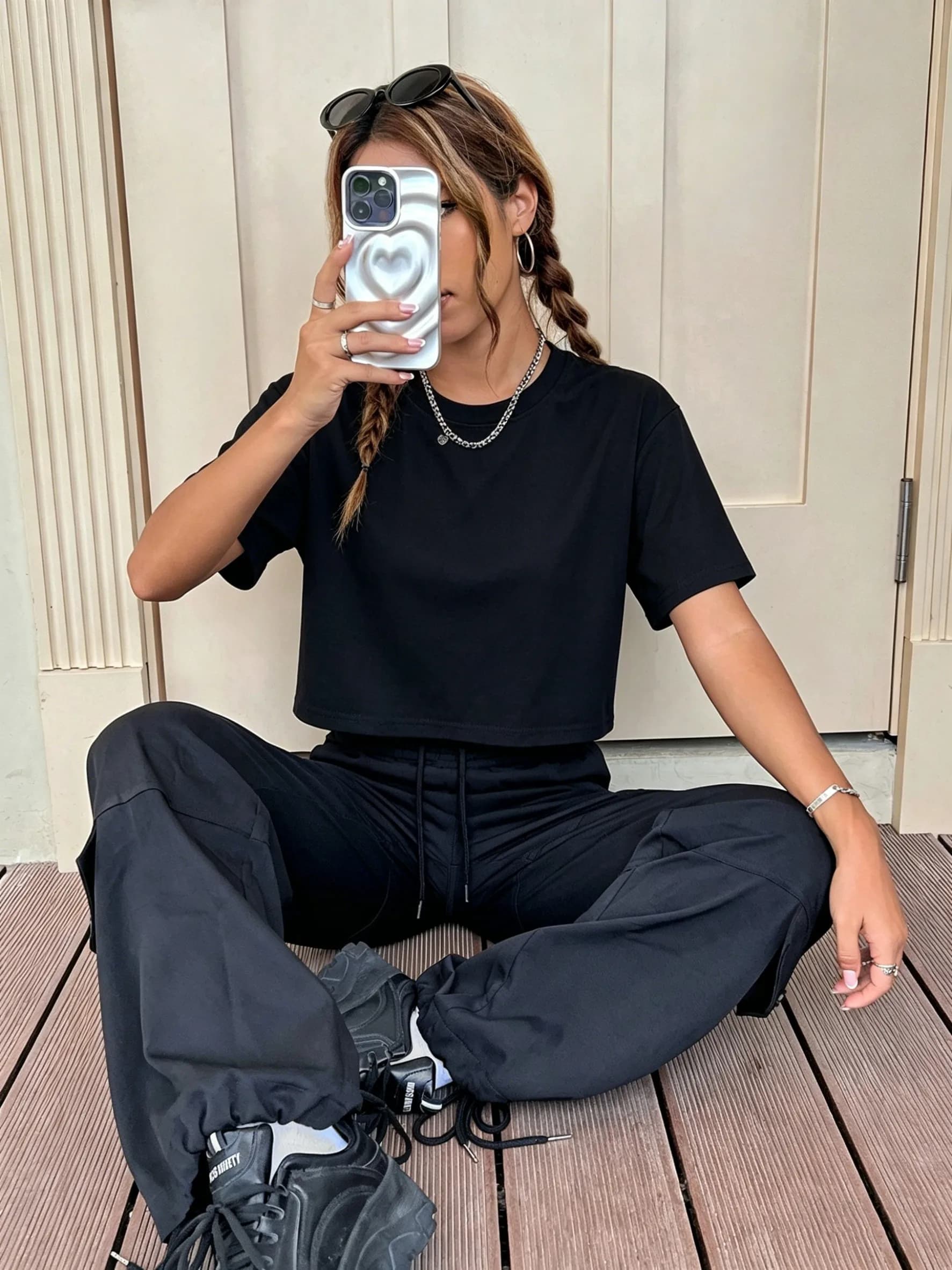 Women's Loose Crop Crewneck T-Shirt