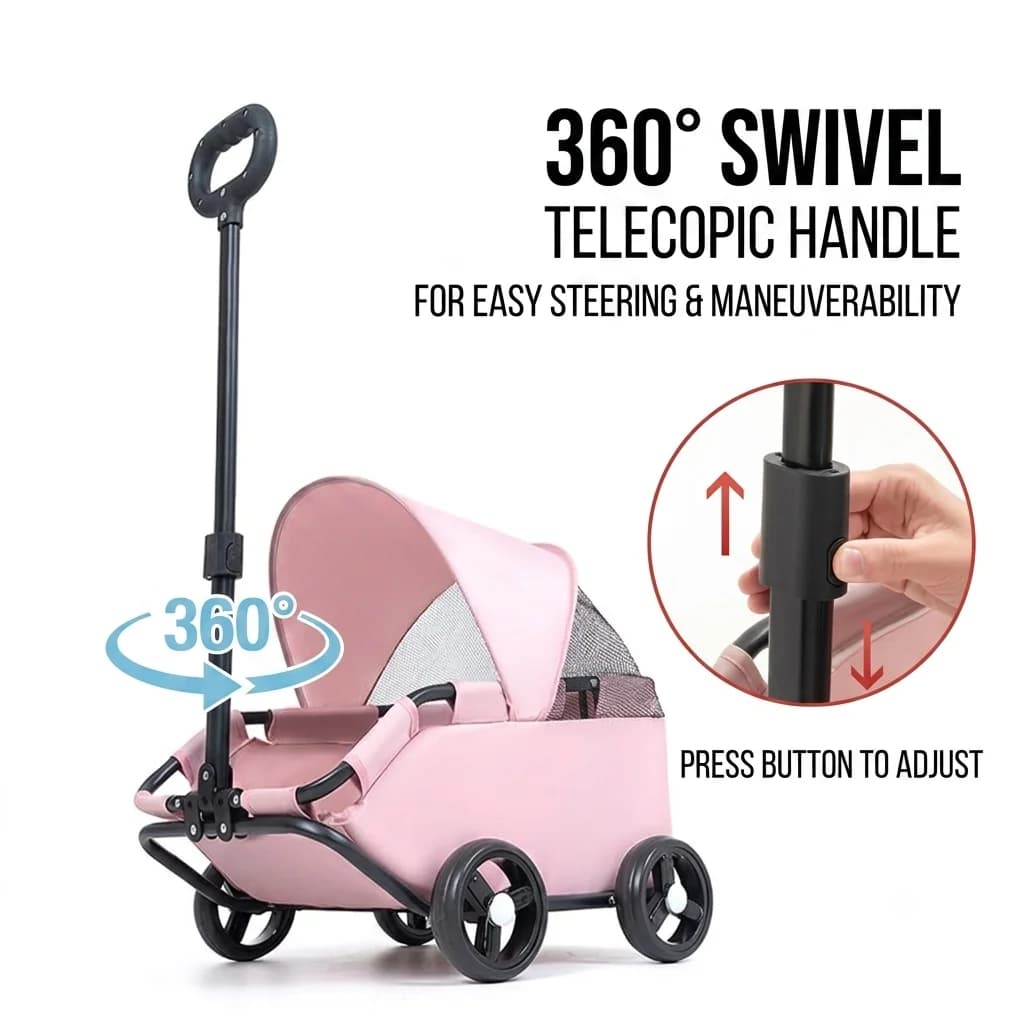 Light Foldable Pet Stroller for Dogs and Cats