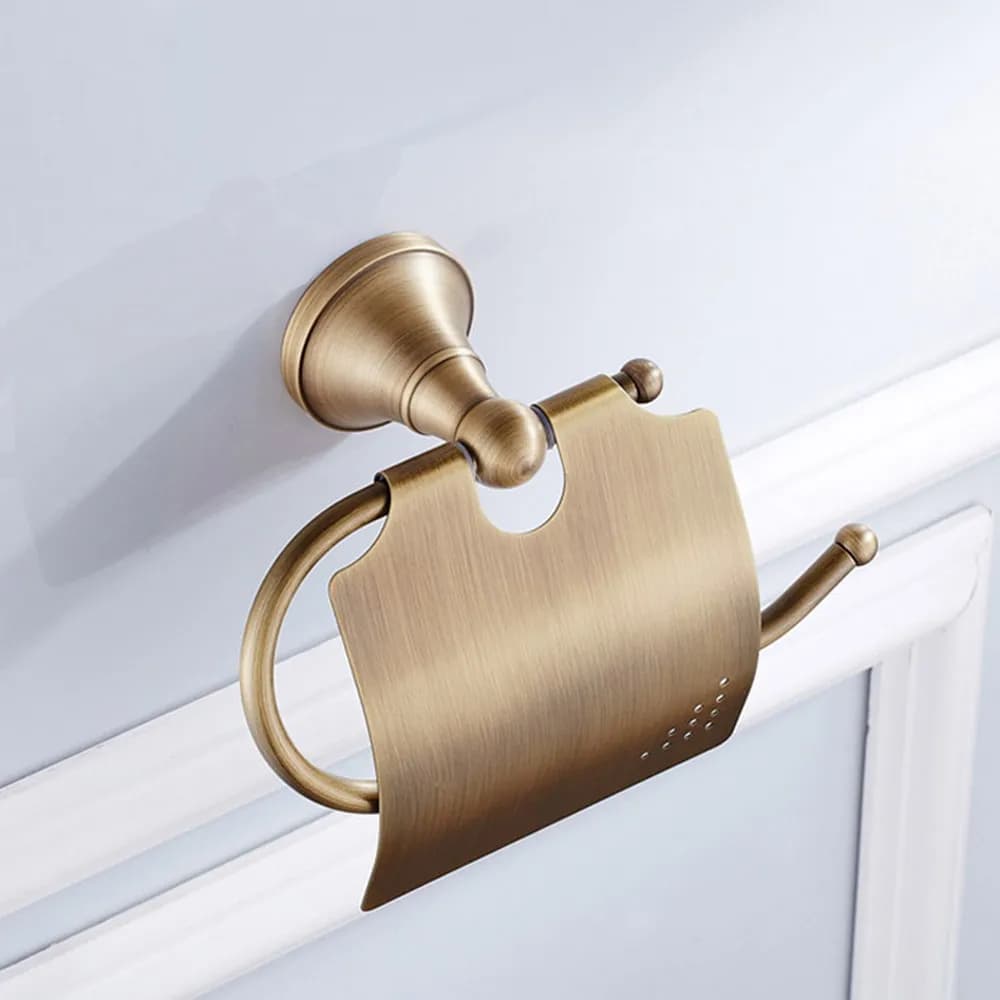 Bathroom Accessories Antique Brass Collection, Towel Ring, Paper Holder, Toilet Brush, Coat Hook, Bath Rack, Soap Dish Nzh05