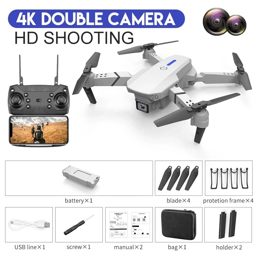 E88 Pro Foldable 4K WiFi FPV Quadcopter Drone