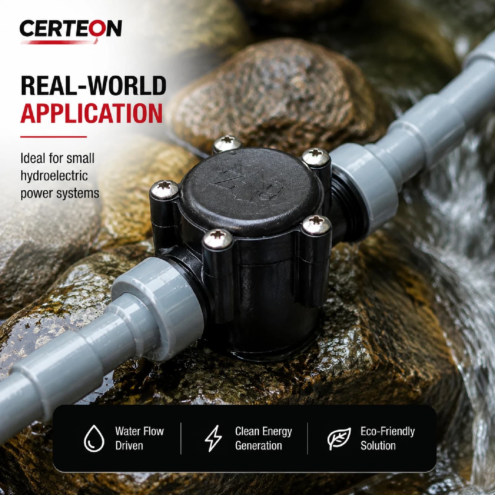 HY-3682 Water Flow Generator G1/2 Micro Hydro Generator Mini Hydraulic Turbine Shower Water Power 3V Igniter Generator