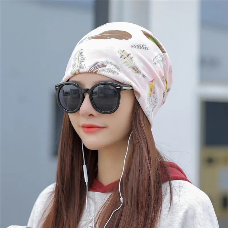 Feather Pattern Baggy Beanie