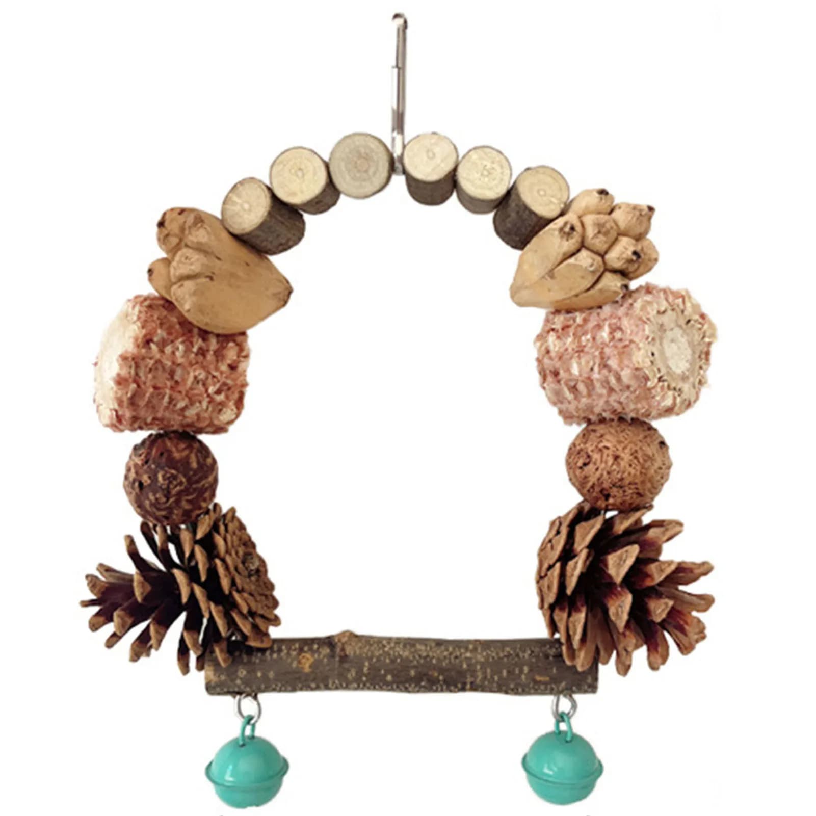 Natural Wood Parrot Perch With Swing