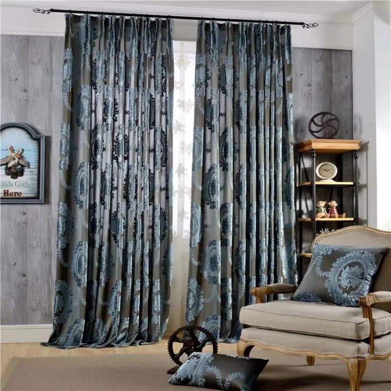 Blackout Curtains Living Room Drapes Shiny Luxury Velvet Curtains Jacquard Curtains