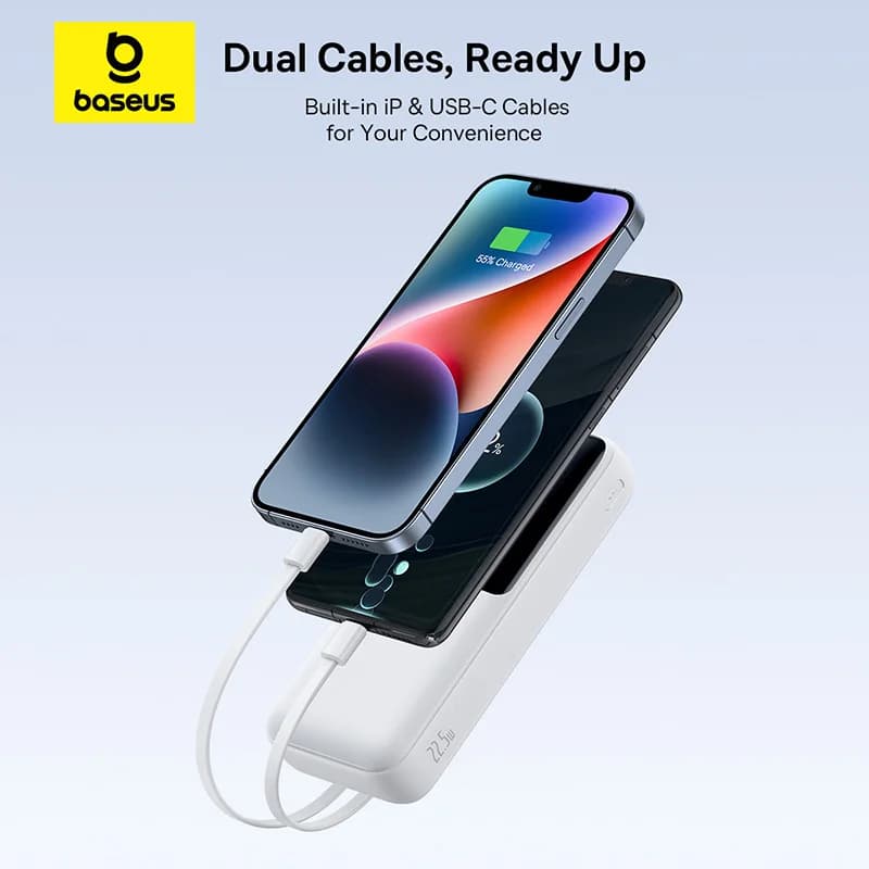 Dual Cable 20000mAh Power Bank with Fast Charging