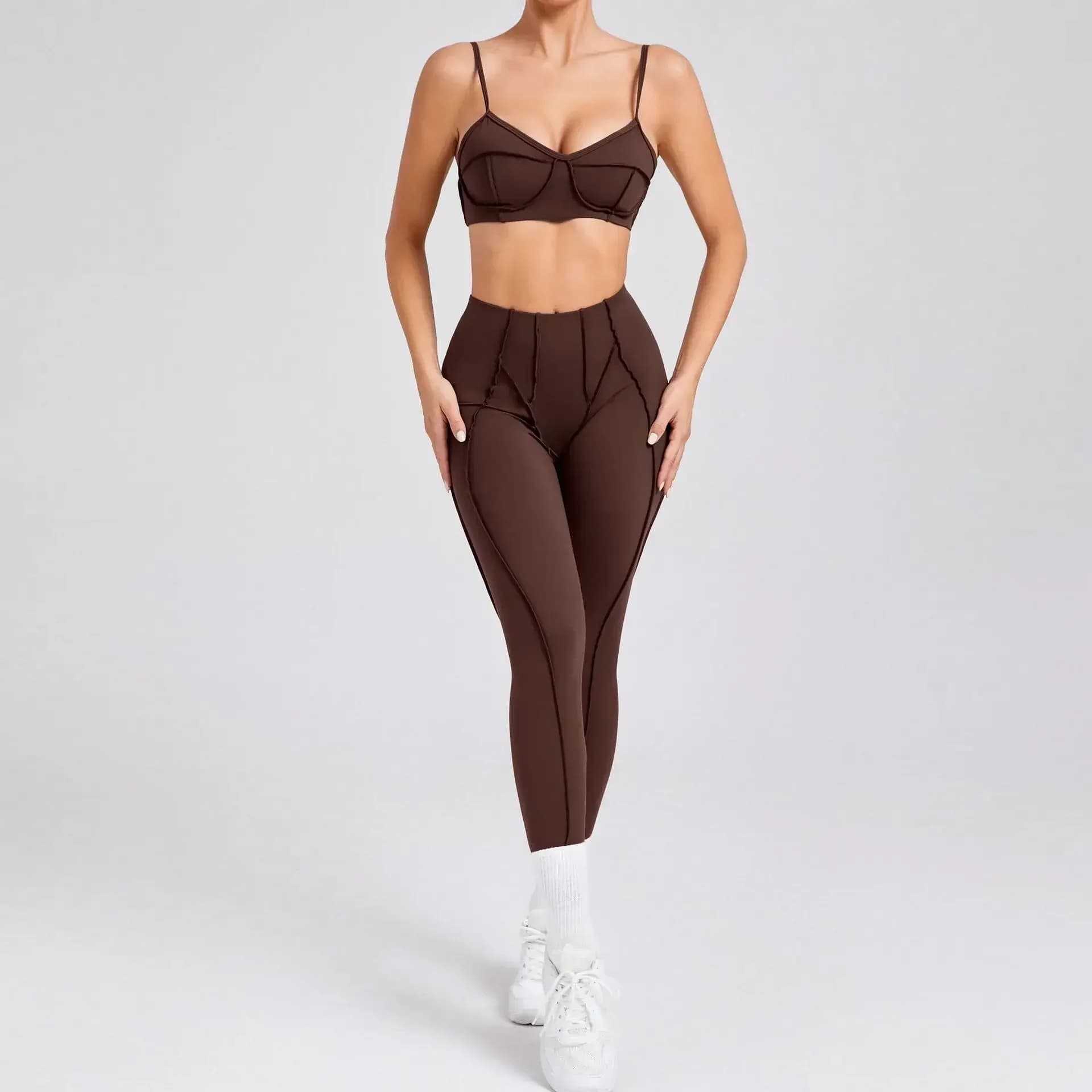 High Waist Leggings and Open Back Sports Bra Set