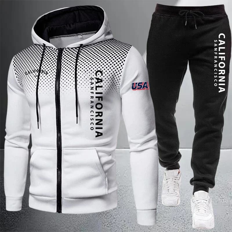 Men's Casual Zip Hooded Tracksuit