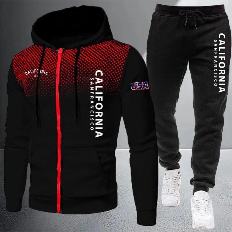 Men's Casual Zip Hooded Tracksuit
