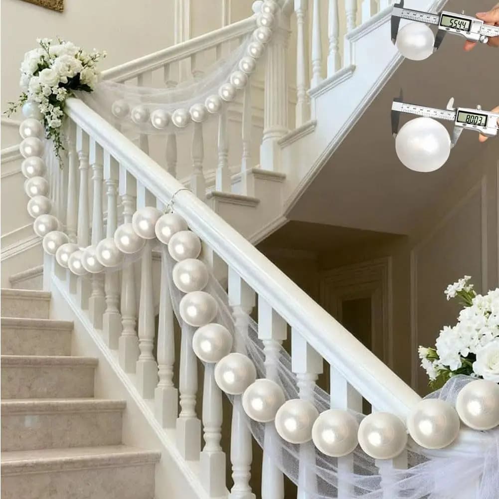 Wedding Backdrop DIY Elegant Beaded Large Faux Pearl Garland Wall Hanging with Crystal Ball Pendants Boho Wedding Arch Decor