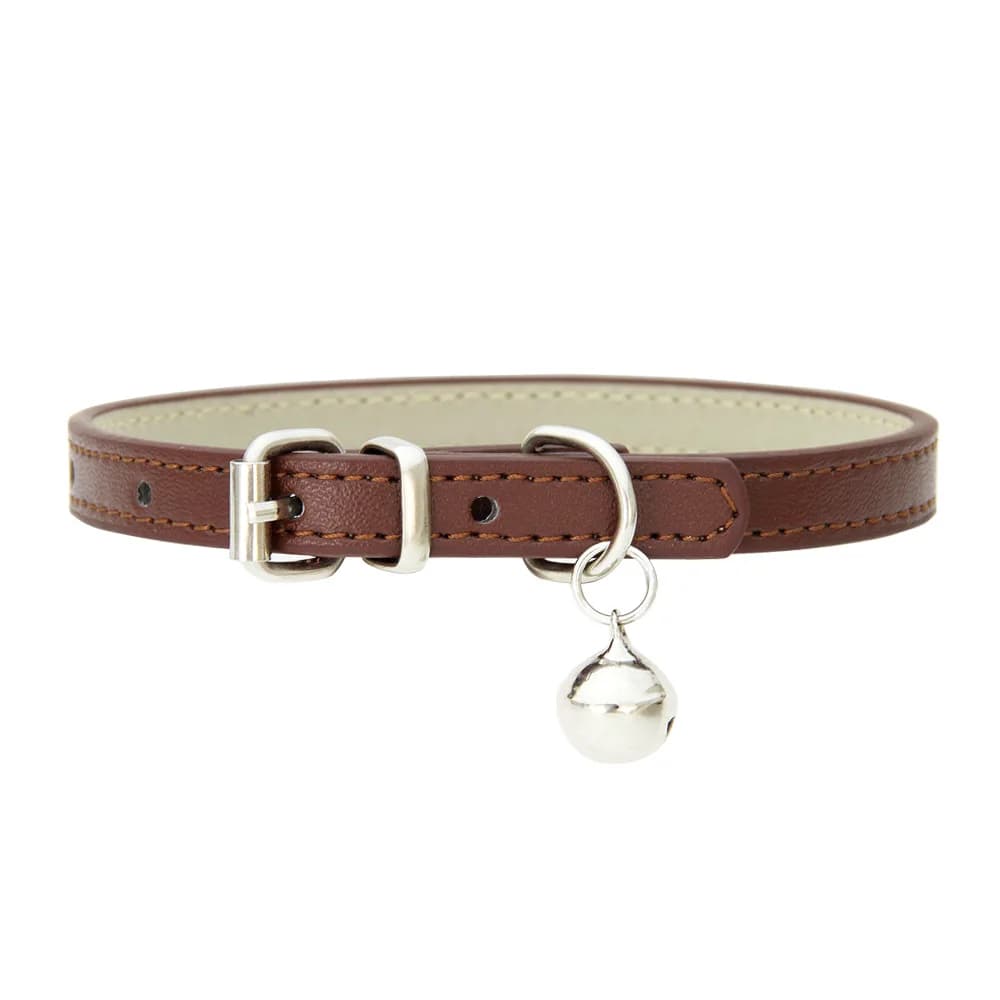 Adjustable PU Leather Cat Collar with Metal Buckle